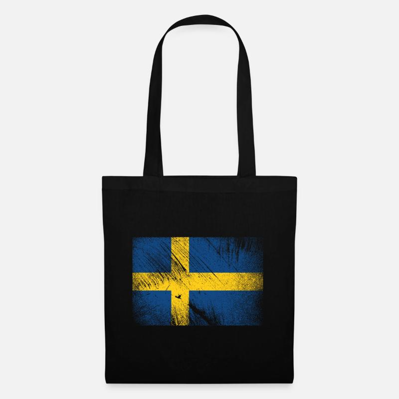 Schweden Flagge - Vintage Grunge - Stoffbeutel - Schwarz