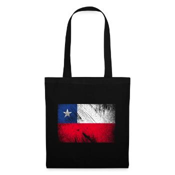 Chile Flagge - Vintage Grunge - Stoffbeutel - Schwarz - Vorne