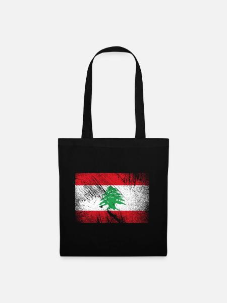 Libanon Flagge - Vintage Grunge - Stoffbeutel - Schwarz