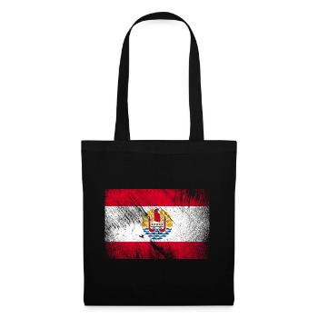 French Polynesia Flag - Vintage Grunge - Tote Bag - black - Front