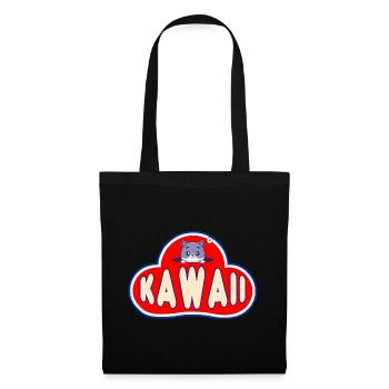 Vintage Chat Japonais « Kawaii » Anime Graphique - Sac en tissu - noir - Devant