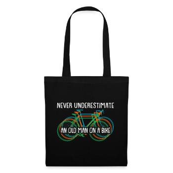 Old man grandpa on bike - Tote Bag - black - Front