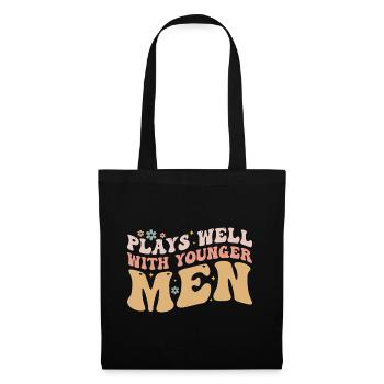 Plays Well With Younger Men - Sac en tissu - noir - Devant