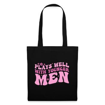 Plays Well With Younger Men - Sac en tissu - noir - Devant