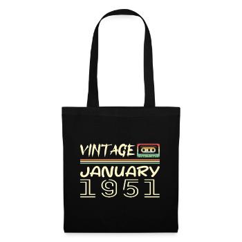 Vintage Janvier 1951 - Anniversaire Janvier 1951 - Sac en tissu - noir - Devant
