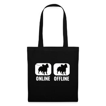 Online Offline Papillon Papillonbesitzer Hund - Stoffbeutel - Schwarz - Vorne