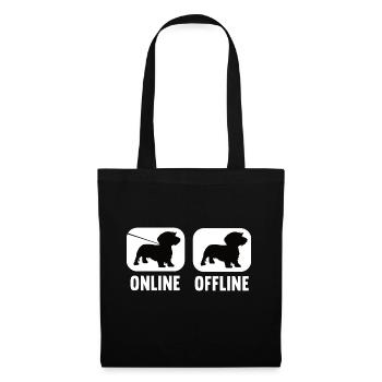 Online Offline Dackel Dachshund Dackelbesitzer - Stoffbeutel - Schwarz - Vorne