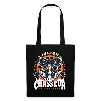 Julien chasseur de sanglier Humour Chasse - Sac en tissu - noir - Devant