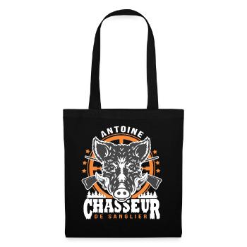 Antoine chasseur de sanglier Humour Chasse - Sac en tissu - noir - Devant