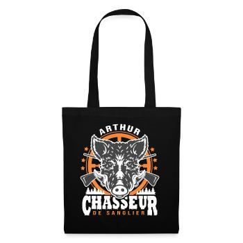 Arthur chasseur de sanglier Humour Chasse - Sac en tissu - noir - Devant