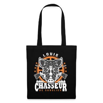 Louis chasseur de sanglier Humour Chasse - Sac en tissu - noir - Devant