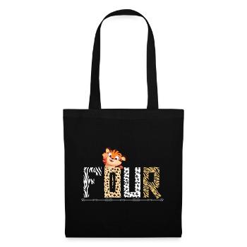 Tiger Birthday Zoo Tiger 4 years old - Tote Bag - black - Front