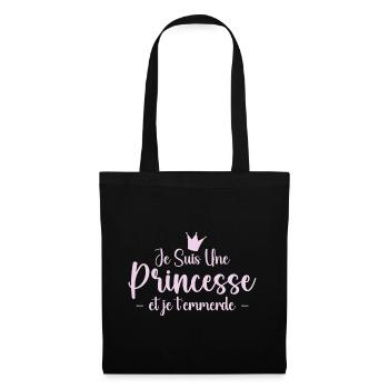 Ich bin eine Prinzessin und ficke dich - Stoffbeutel - Schwarz - Vorne