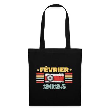 Février 2025 Vintage Anniversaire Rétro Cadeau - Sac en tissu - noir - Devant