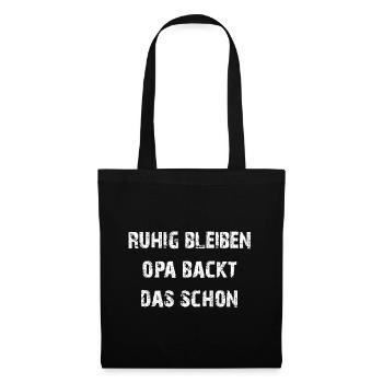 Opa backt das schon - unser backender Opa - Stoffbeutel - Schwarz - Vorne