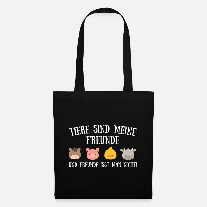 Tiere sind meine freunde Vegan Geschenk Plant - Stoffbeutel - Schwarz