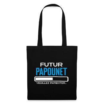 Futur Papounet Cadeau Fete des Peres Papa - Sac en tissu - noir - Devant