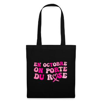Octobre rose solidarité cancer du sein cadeau - Sac en tissu - noir - Devant