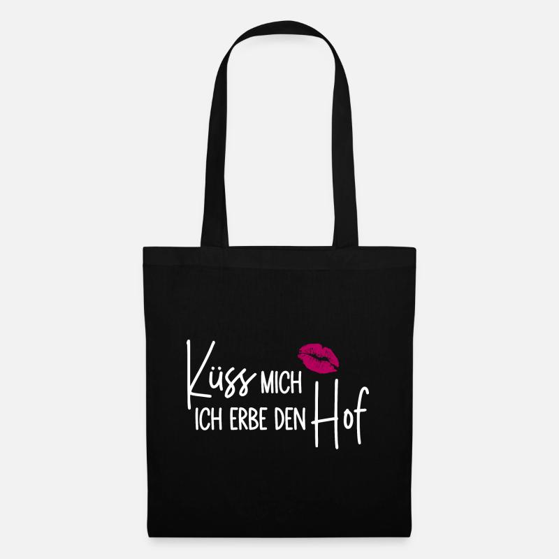 Küss mich Ich erbe den Hof - Hoferbe - Hoferbin - Stoffbeutel - Schwarz