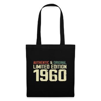 1960 Geburtstagsgeschenk 1960 Jahrgang 1960er Retro - Stoffbeutel - Schwarz - Vorne