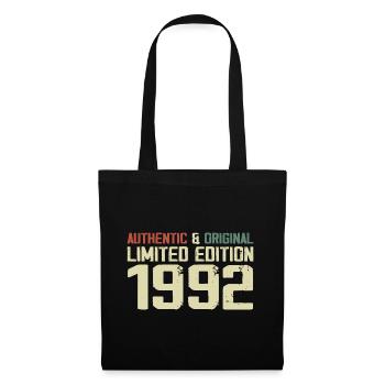 1992 Geburtstagsgeschenk 1992 Jahrgang 1992 Retro - Stoffbeutel - Schwarz - Vorne
