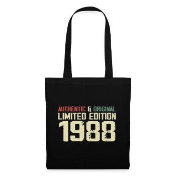 1988 Geburtstagsgeschenk 1988 Jahrgang 1988 Retro - Stoffbeutel - Schwarz - Vorne