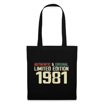 1981 Geburtstagsgeschenk 1981 Jahrgang 1981 Retro - Stoffbeutel - Schwarz - Vorne