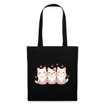 Cute Trio of Cats with Paws - Stoffbeutel - Schwarz - Vorne