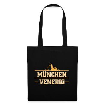 Alpenüberquerung München Venedig Fernwanderweg - Stoffbeutel - Schwarz - Vorne
