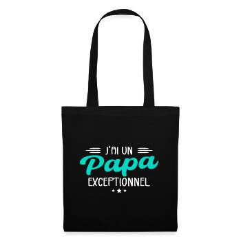 Papa | Fête des Pères | J'ai Un Papa Exceptionnel - Sac en tissu - noir - Devant