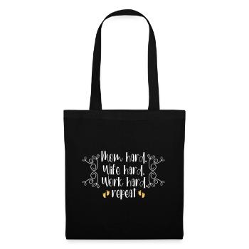 Mom Hard. Wife Hard. Work Hard. Repeat. - Stoffbeutel - Schwarz - Vorne