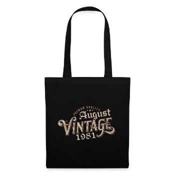 Geschenk August 1981 Geburtstag August 1981 August - Stoffbeutel - Schwarz - Vorne