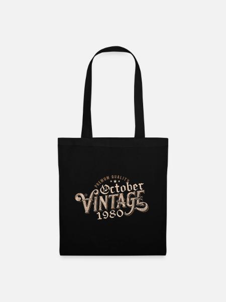 Octobre Cadeau D'anniversaire | Né en Octobre 1980 - Sac en tissu - noir