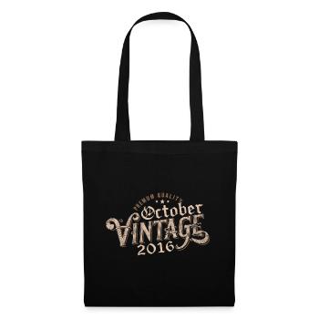 Octobre Cadeau D'anniversaire | Né en Octobre 2016 - Sac en tissu - noir - Devant