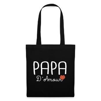 papa d amour T shirt famille - Sac en tissu - noir - Devant