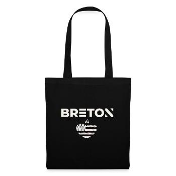 breton de coeur - Sac en tissu - noir - Devant