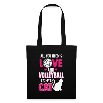 Tout ce dont j'ai besoin c'est de l'amour, du volley-ball et d'un chat - Sac en tissu - noir - Devant