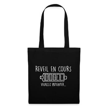 Réveil en cours. Cadeau Dormeur Humour - Sac en tissu - noir - Devant