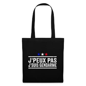 J'peux pas j'suis Gendarme Cadeau Humour - Sac en tissu - noir - Devant