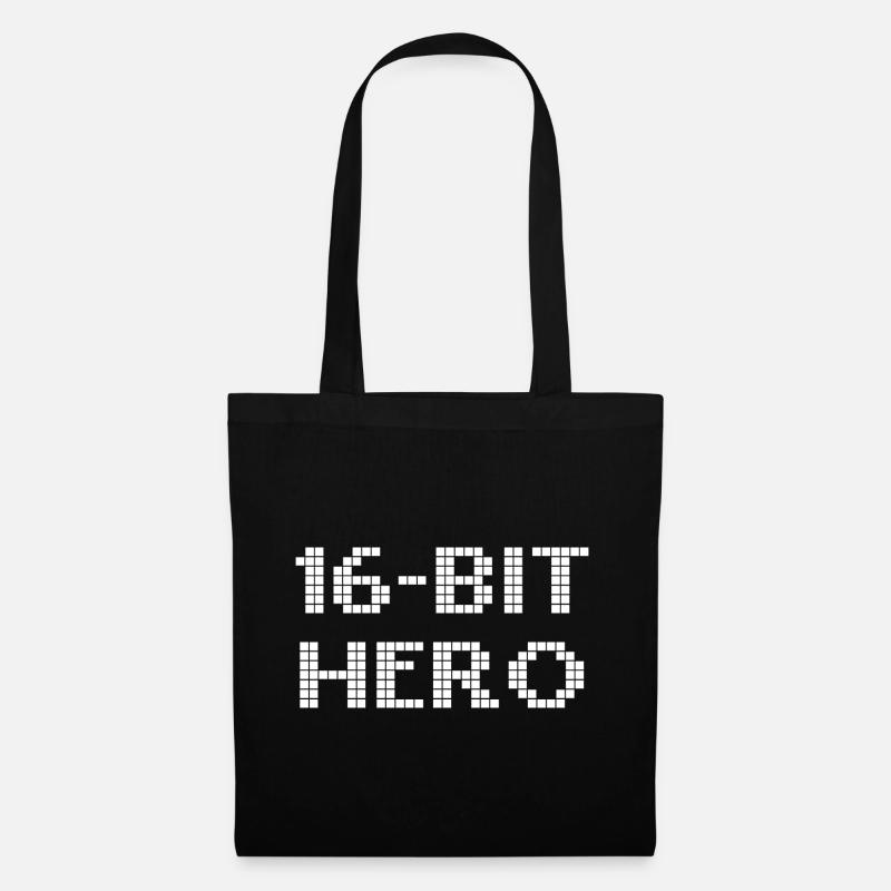 16-Bit Hero - weiß - Stoffbeutel - Schwarz