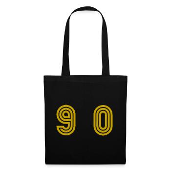 90. 90 ANS. 90e ANNIVERSAIRE. ANNIVERSAIRE 90 ANS. - Sac en tissu - noir - Devant