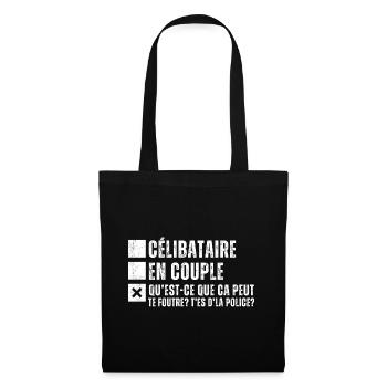 Célibataire en couple humour phrase drôle cadeau - Sac en tissu - noir - Devant