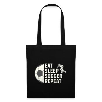 Eat. Sleep. Soccer. Repeat. – Für alle Fußballfans - Stoffbeutel - Schwarz - Vorne