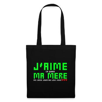 J' aime ma mère humour gaming cadeau pour gamer - Sac en tissu - noir - Devant