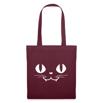 Katze - Helloween- Vampir - Stoffbeutel - Burgunderrot - Vorne