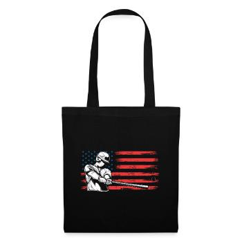 Amerikanische Flagge Patriotischer Baseball - Stoffbeutel - Schwarz - Vorne