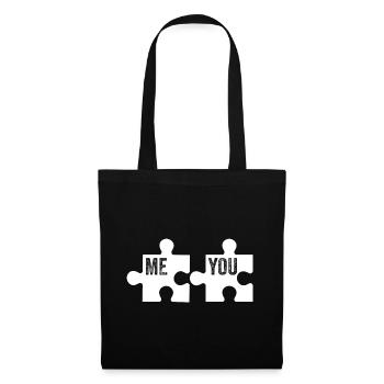 ICH DU | PUZZLE | PAAR - Stoffbeutel - Schwarz - Vorne