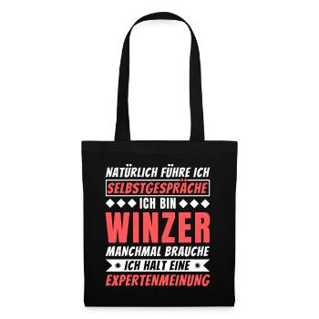 Ich führe Selbstgespräche - Winzer Edition - Stoffbeutel - Schwarz - Vorne