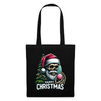 Crâne de Père Noël avec ornement de Noël - Sac en tissu - noir - Devant