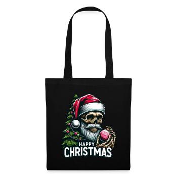 Crâne de Père Noël avec ornement de Noël - Sac en tissu - noir - Devant